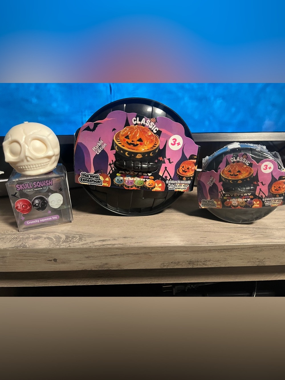3Pc Jumbo Orb Halloween Dumpling Crunchy Skull Squishy Bundle New